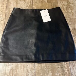 H&M Black Vegan Leather Mini Skirt